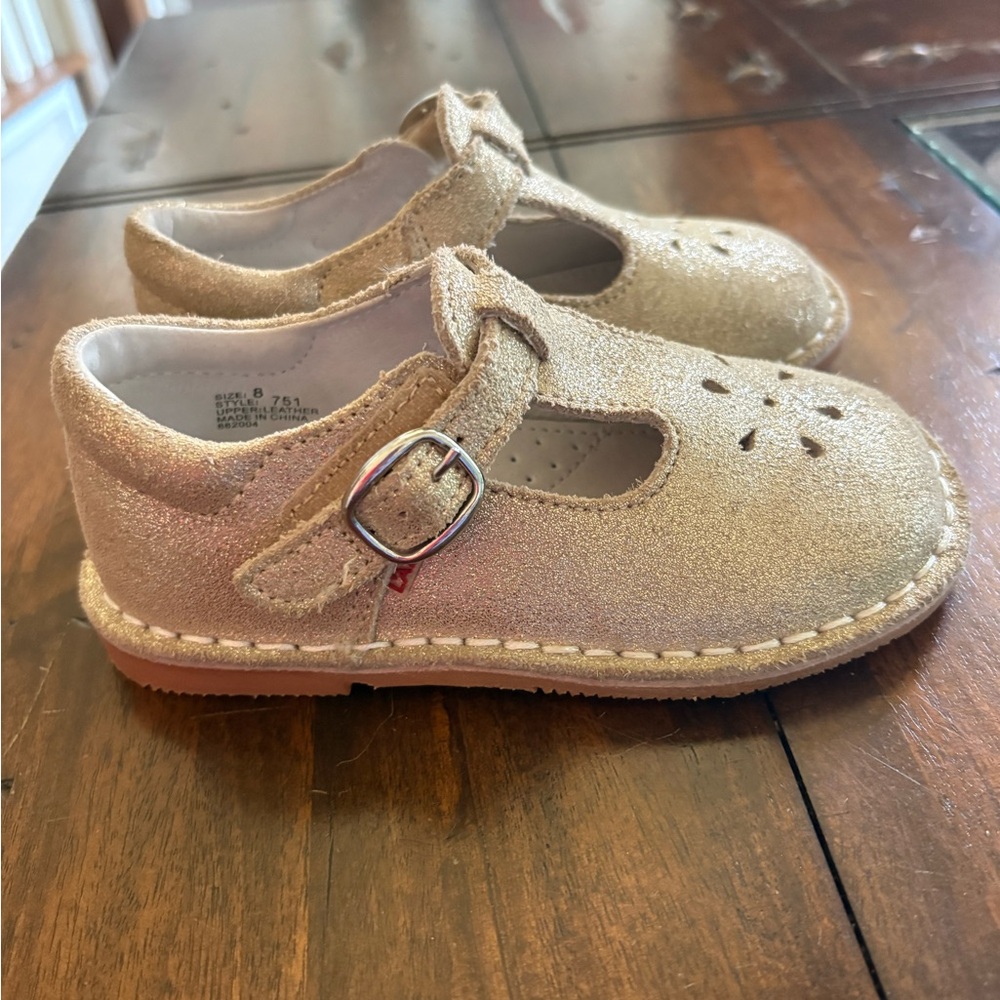 L’Amour Gold Sparkly Toddler Size 8 Mary Jane